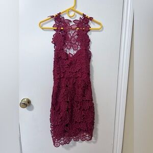 SAYLOR Rust Red Color Lace Dress